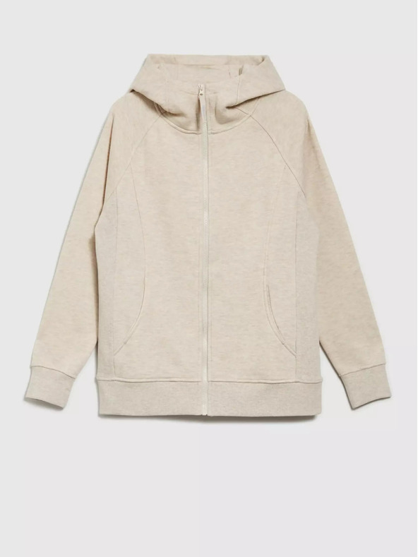 Moodo Bézs női kapucnis, cipzáras pulóver Moodo