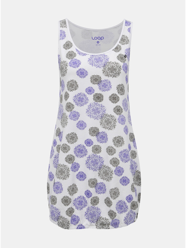 Loap Fehér virágos LOAP Adelka hosszú női trikó