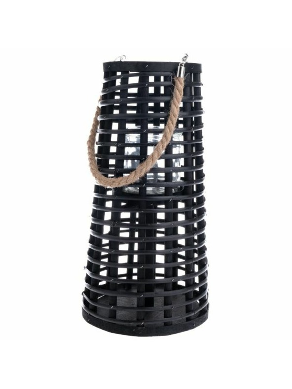 Casa de Engel Fából készült lámpa üveggel, fekete, 0/4