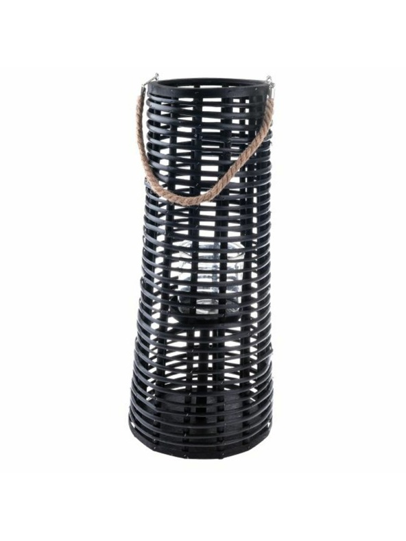 Casa de Engel Fából készült lámpa üveggel, fekete, 0/4