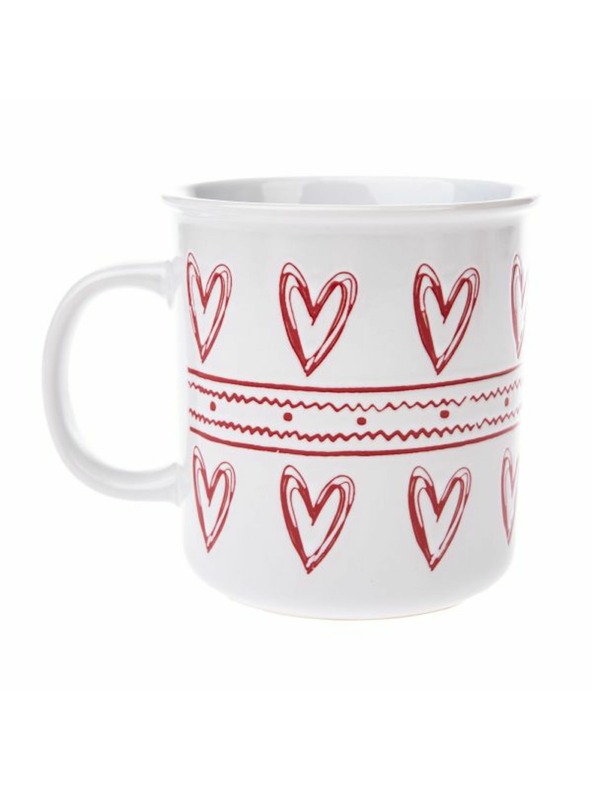 Casa de Engel Kerámia bögre szívekkel, fehér, 710ml, 6/24