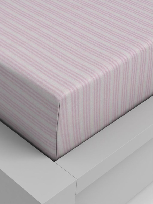 Kvalitex Pamut gumis lepedő 140x200cm rózsaszín csíkos Kvalitex