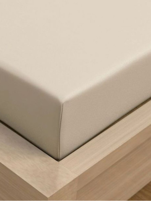 Kvalitex Jersey lepedő lycra-val egyszemélyes 90x200cm világos bézs Kvalitex