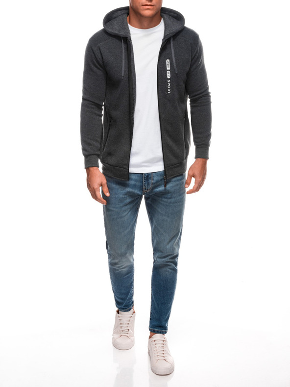 Edoti EDOTI Férfi kapucnis pulóver, sötétszürke