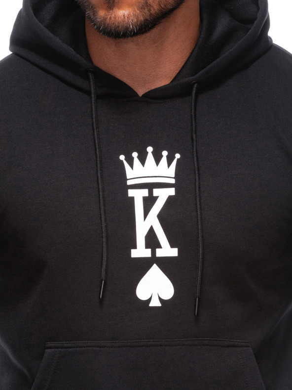 Edoti EDOTI Férfi kapucnis pulóver, fekete