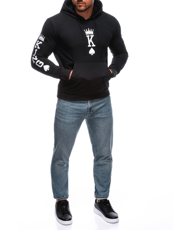 Edoti EDOTI Férfi kapucnis pulóver, fekete