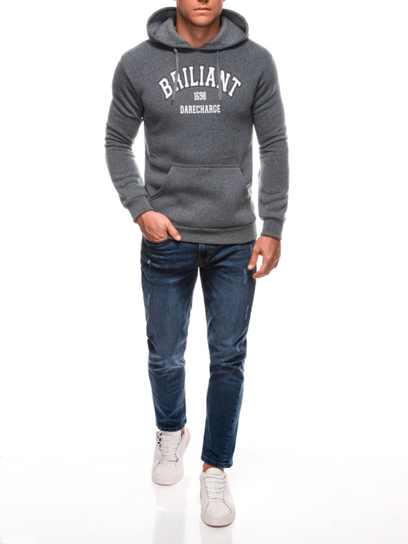 Edoti EDOTI Férfi kapucnis pulóver, szürke