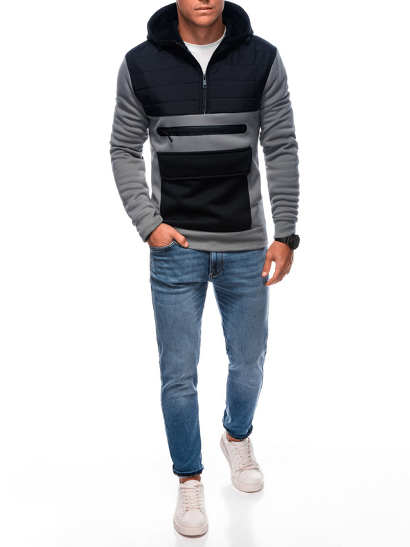 Edoti EDOTI Férfi kapucnis pulóver, szürke