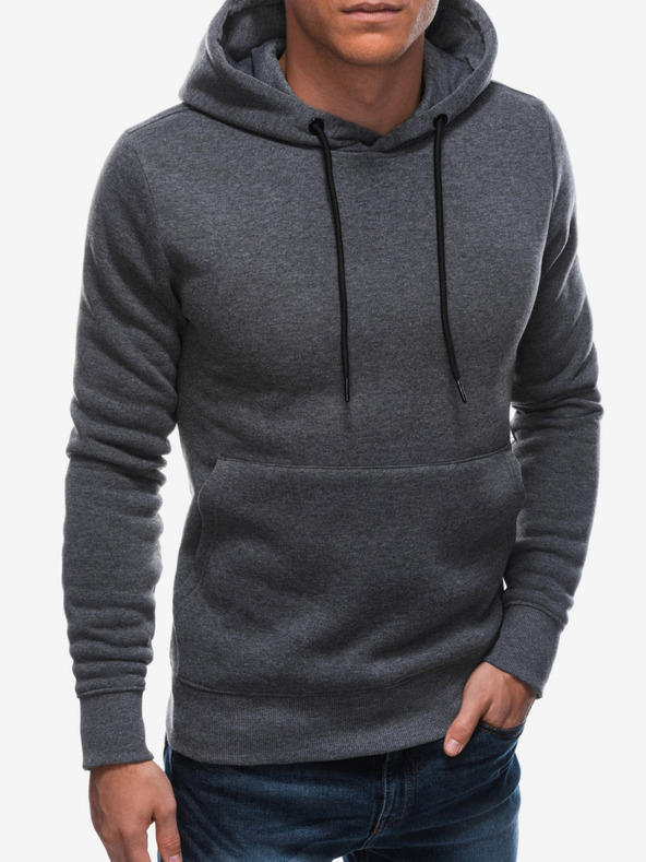 Edoti Férfi kapucnis pulóver B - grafitszürke melír EDOTI