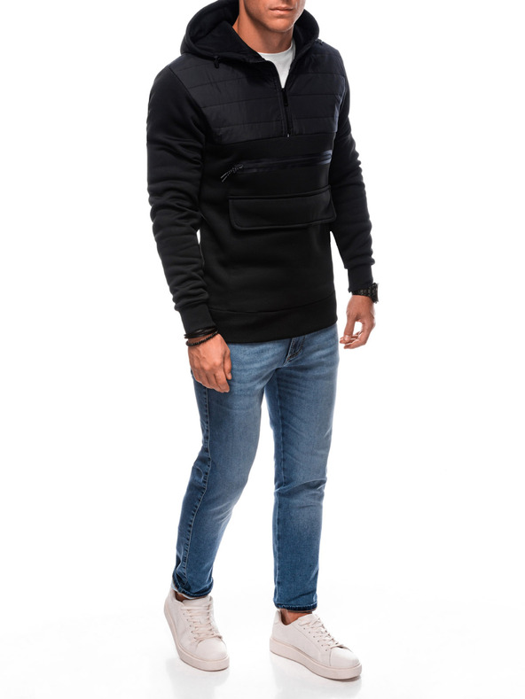 Edoti EDOTI Férfi kapucnis pulóver, fekete