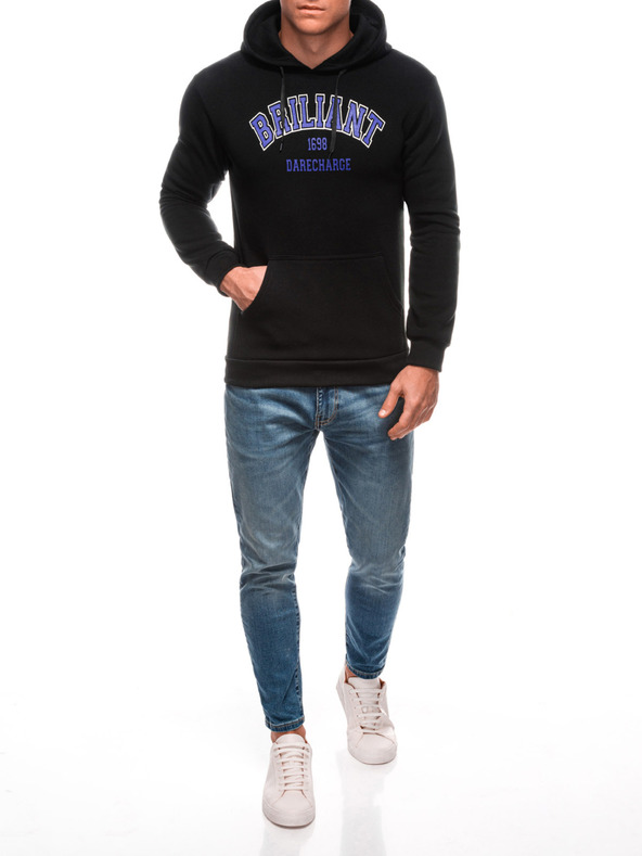 Edoti EDOTI Férfi kapucnis pulóver, fekete