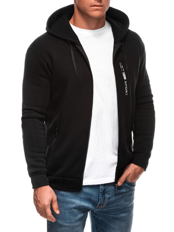 Edoti EDOTI Férfi kapucnis pulóver, fekete