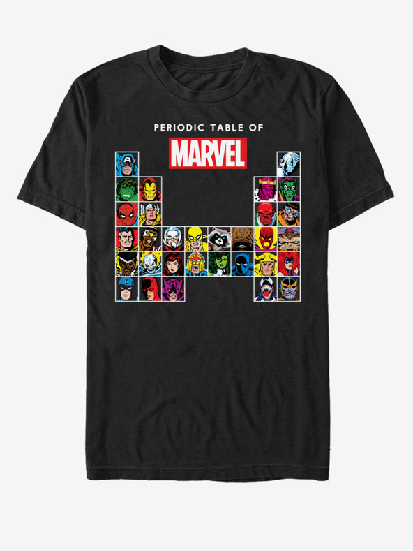 ZOOT.Fan Fekete unisex ZOOT.Fan Marvel Periodic Marvel póló ZOOT.Fan Zászlós zászlós póló