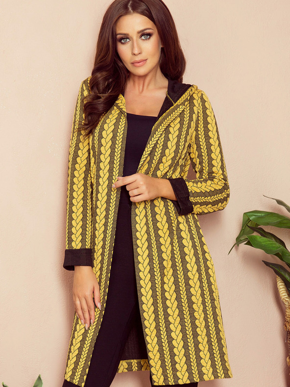 numoco Sárga női kapucnis kabát zsebekkel Numoco