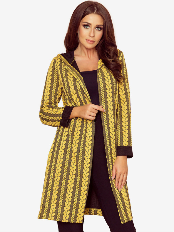 numoco Sárga női kapucnis kabát zsebekkel Numoco