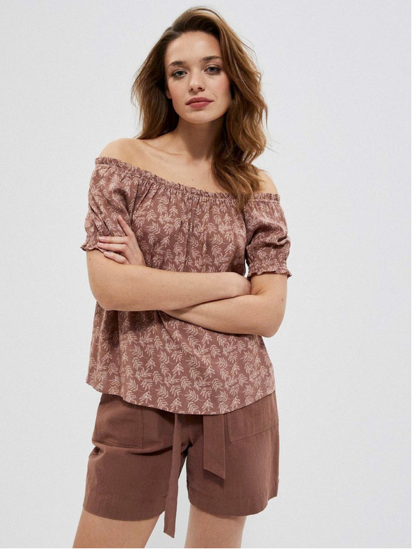 Moodo Barna női virágmintás blúz Moodo