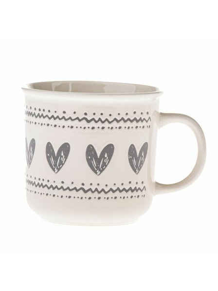 Casa de Engel Kerámia bögre szívekkel, fehér szürke, 450ml, 6/36