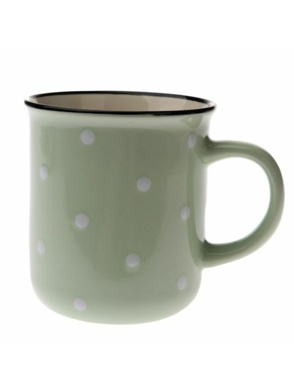 Casa de Engel Kerámia bögre - világoszöld pöttyökkel, 350ml, 6/36