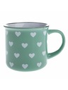 Casa de Engel Kerámia bögre, világoszöld fehér szívecskékkel, 400ml, 12/36
