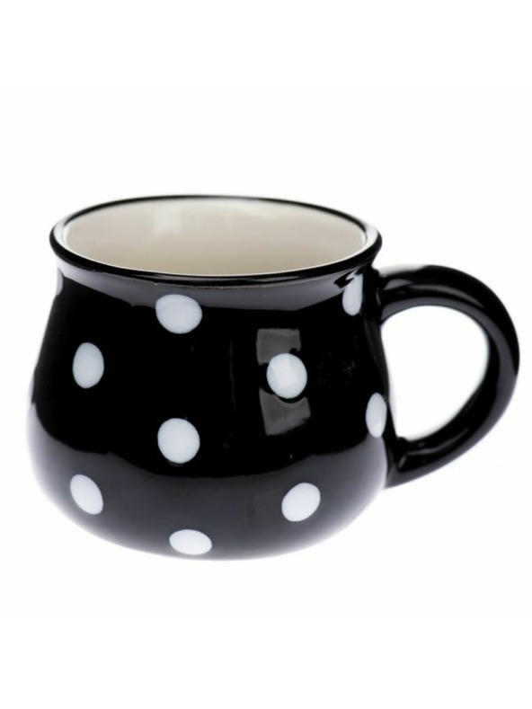 Casa de Engel Kerámia bögre, fekete pöttyökkel, 75ml, 24/144