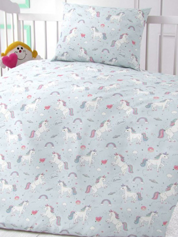 Kvalitex Pamut kiságynemű Unicorn szürke