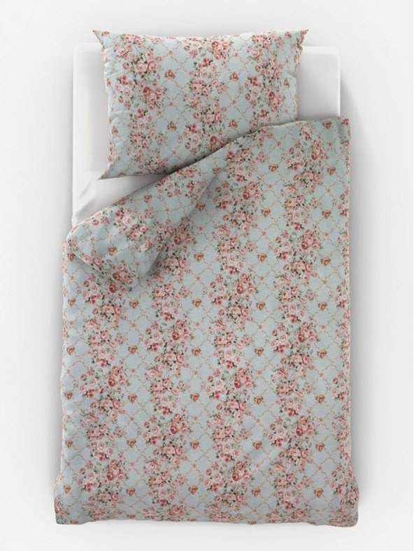 Kvalitex Provence Collection kiterjesztett pamut ágynemű 140x220, 70x90cm Rosalie zöld Qualitex Qualitex