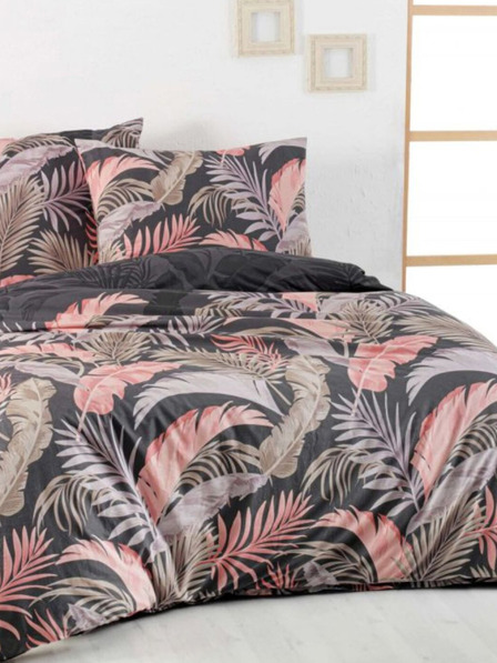 Kvalitex Francia pamut bölcsőágynemű DELUX 200x200, 70x90cm PALMA szürke