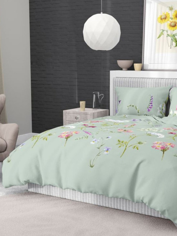 Kvalitex Francia pamut bölcsőlepedő DELUX 240x200, 70x90cm BOTANICA zöld