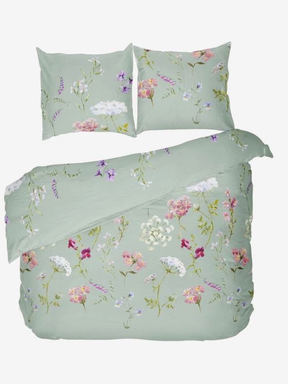 Kvalitex Francia pamut bölcsőlepedő DELUX 240x200, 70x90cm BOTANICA zöld