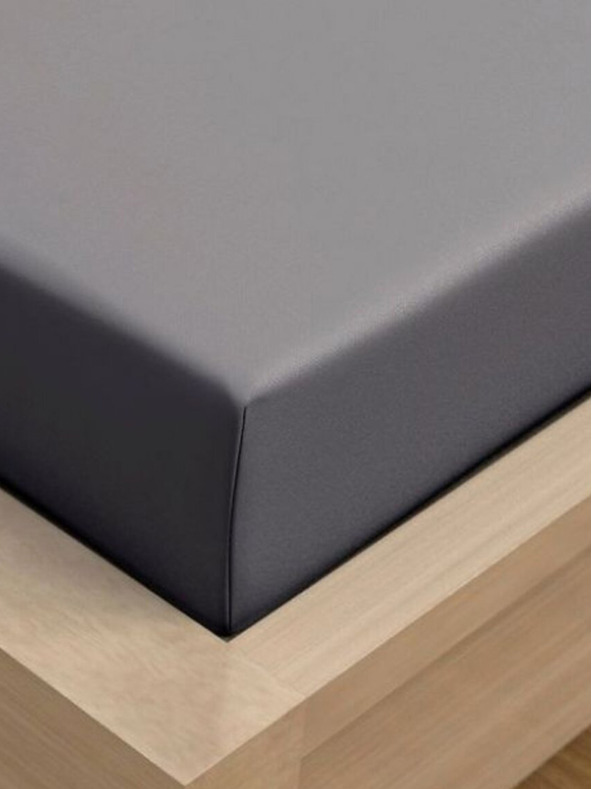 Kvalitex Jersey lepedő lycra egyágyas 90x200cm sötétszürke Kvalitex