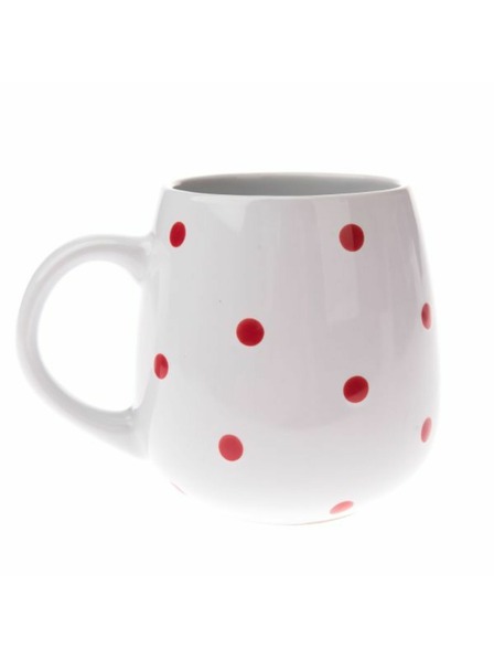 Casa de Engel Kerámia bögre, fehér piros pöttyökkel, 520ml, 12/36