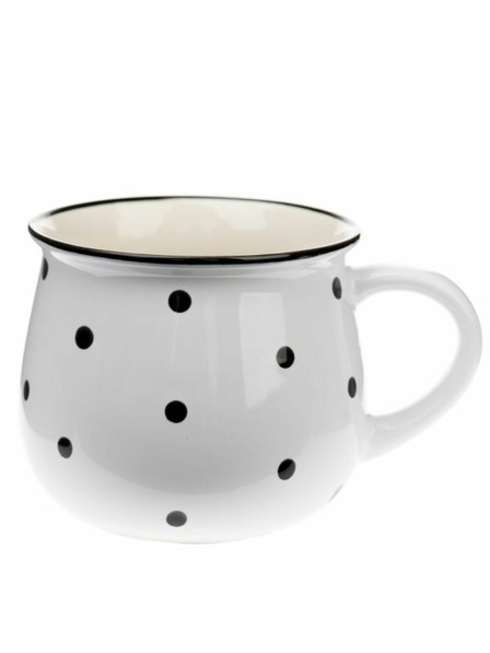 Casa de Engel Kerámia bögre, fehér fekete pöttyökkel, 770ml, 6/24