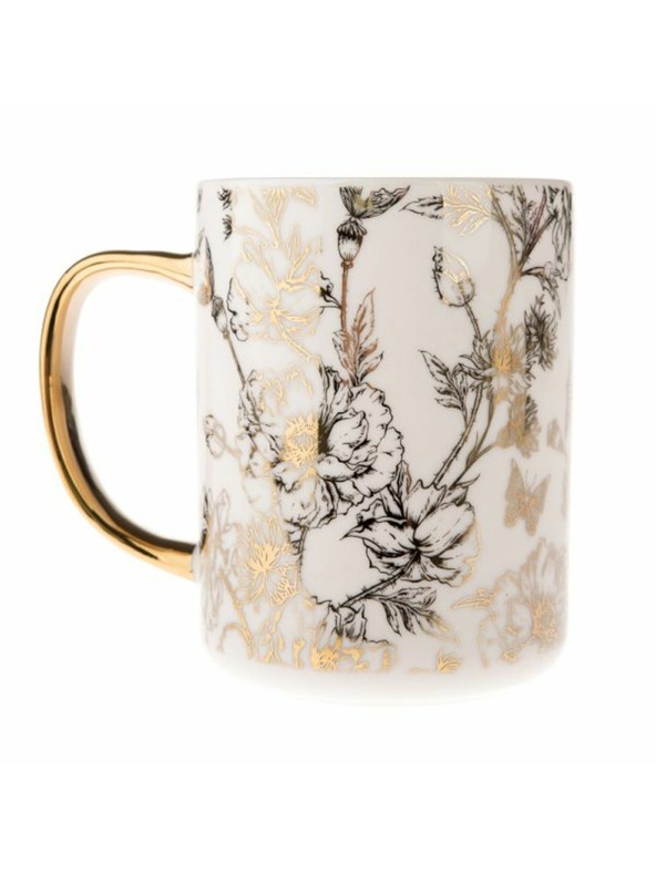 Casa de Engel Porcelán bögre arany fül, 425ml, 12/36