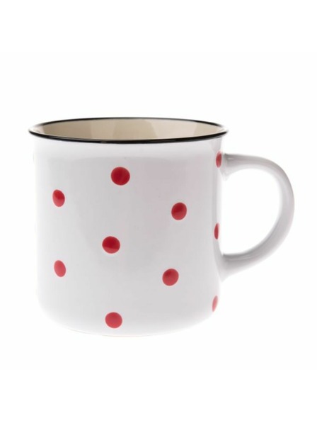 Casa de Engel Kerámia bögre, fehér piros pöttyökkel, 470ml, 6/24