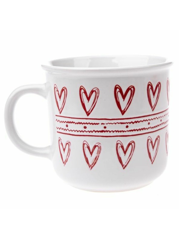 Casa de Engel Kerámia bögre szívekkel, fehér, 450ml, 6/36