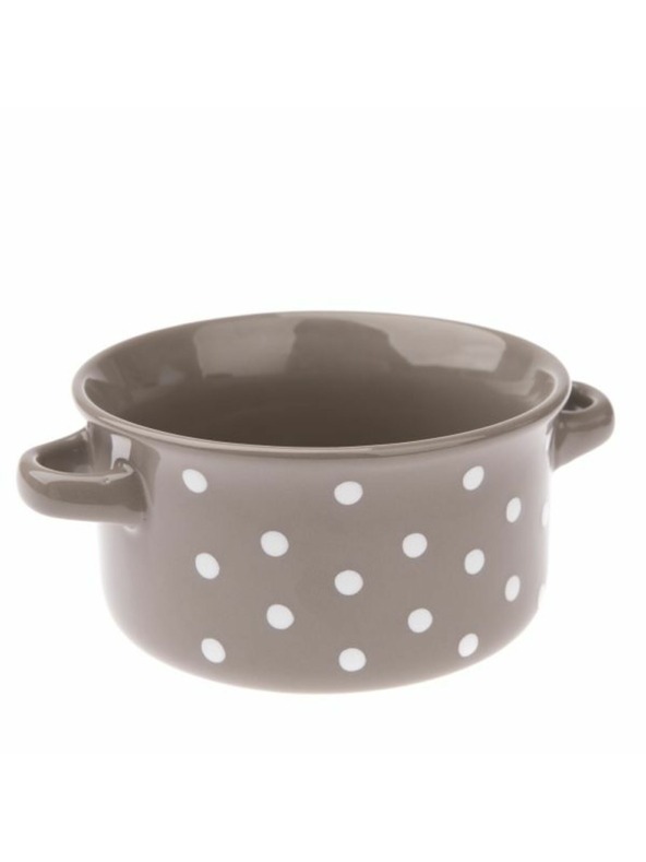 Casa de Engel Kerámia tálka - sötétszürke pöttyökkel, 560ml, 6/24