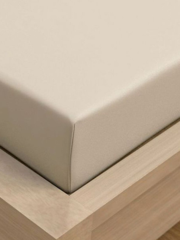 Kvalitex Jersey egyszemélyes lepedő lycra 180x200cm világos bézs Kvalitex