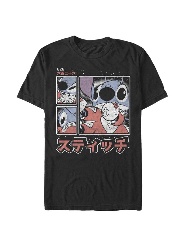 ZOOT.Fan Fekete férfi Disney klasszikusok Stitch Kanji póló