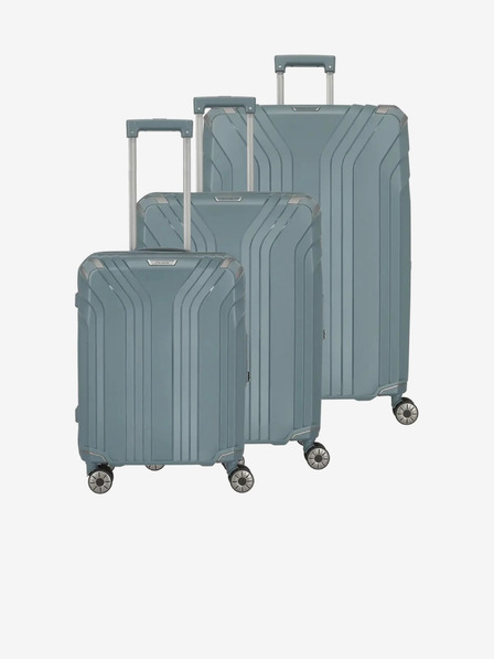 Travelite Három darabos Travelite Elvaa 4w S,M,L utazóbőrönd készlet szürkéskék színben