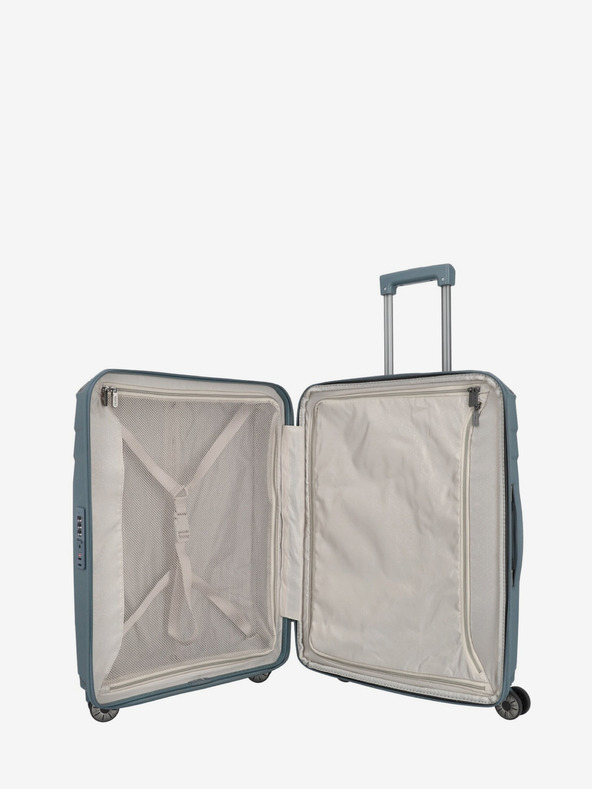 Travelite Három darabos Travelite Elvaa 4w S,M,L utazóbőrönd készlet szürkéskék színben