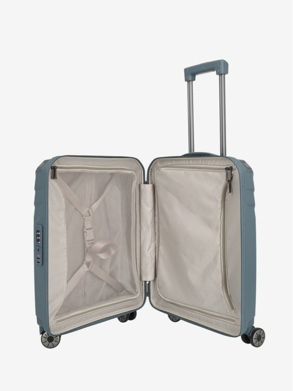 Travelite Három darabos Travelite Elvaa 4w S,M,L utazóbőrönd készlet szürkéskék színben