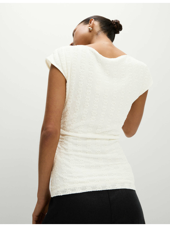 Marks & Spencer Marks & Spencer hálós felső hajónyakú kivágással, krémszínű