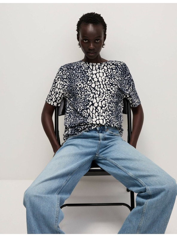 Marks & Spencer Nyomtatott pamut/modálkeverék póló Marks & Spencer tengerészkék