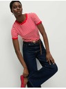 Marks & Spencer Csíkos, magas pamutból készült póló Marks & Spencer piros