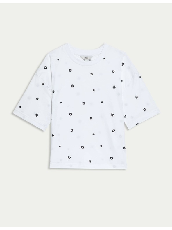 Marks & Spencer Marks & Spencer tiszta pamut virágos póló fehér