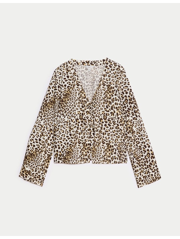 Marks & Spencer Nyomtatott felső, elöl nyakkendővel, tiszta pamut Marks & Spencer barna