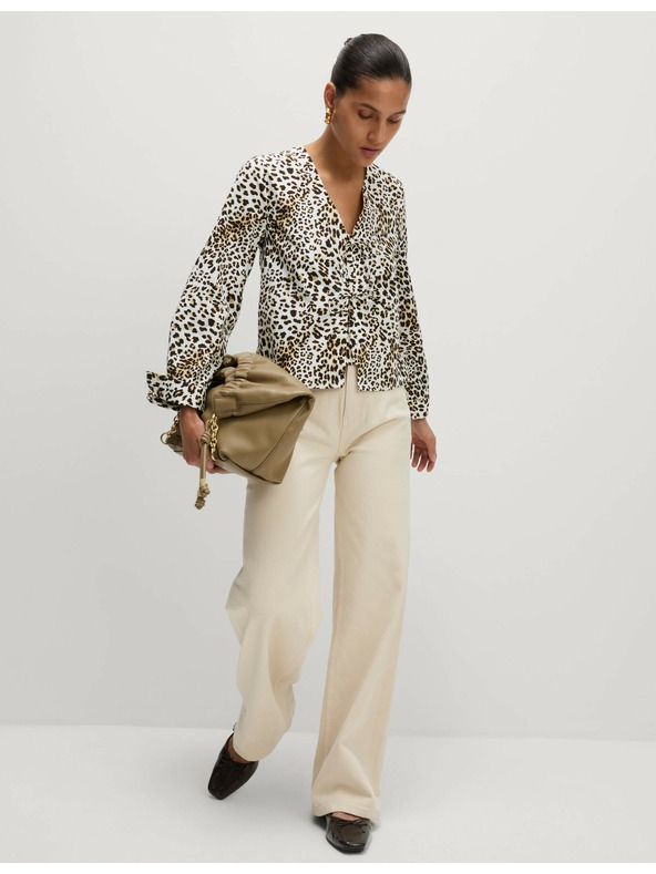 Marks & Spencer Nyomtatott felső, elöl nyakkendővel, tiszta pamut Marks & Spencer barna