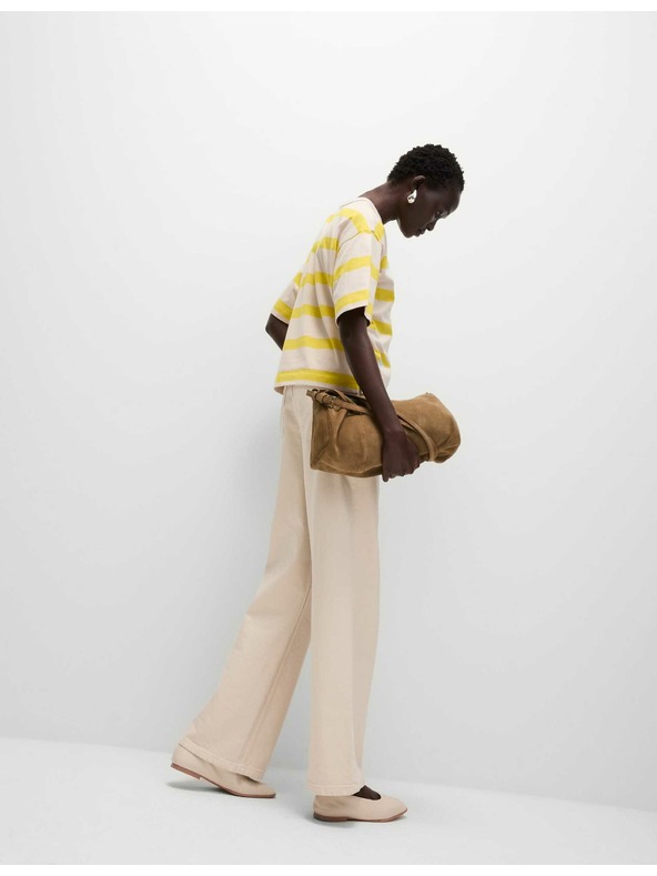 Marks & Spencer Csíkos, tiszta pamut póló Marks & Spencer sárga