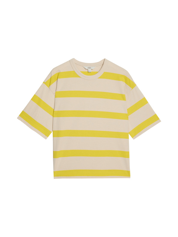 Marks & Spencer Csíkos, tiszta pamut póló Marks & Spencer sárga