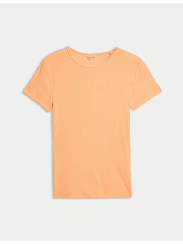 Marks & Spencer Bordázott, szűk szabású póló magas pamuttartalommal Marks & Spencer narancs